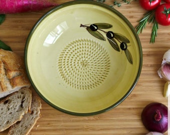 Large Rasp Bowl for Marinades and Dressings Classic Olive Pattern Set