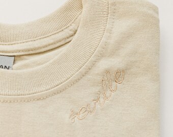 Custom Embroidered Name T-shirt, Custom Name T-shirt, Gift for her, Gift for Bride, Custom Bridesmaid Gift, Personalized T-shirt, Custom Tee