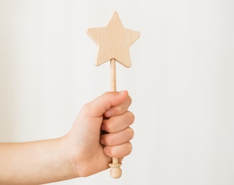 Star Wand, houten Star Wand, eerste verjaardagscadeau, kindercadeau, cadeau voor kinderen, verjaardagscadeau, pasgeboren cadeau, fantasiespel, cadeau voor peuter, kind