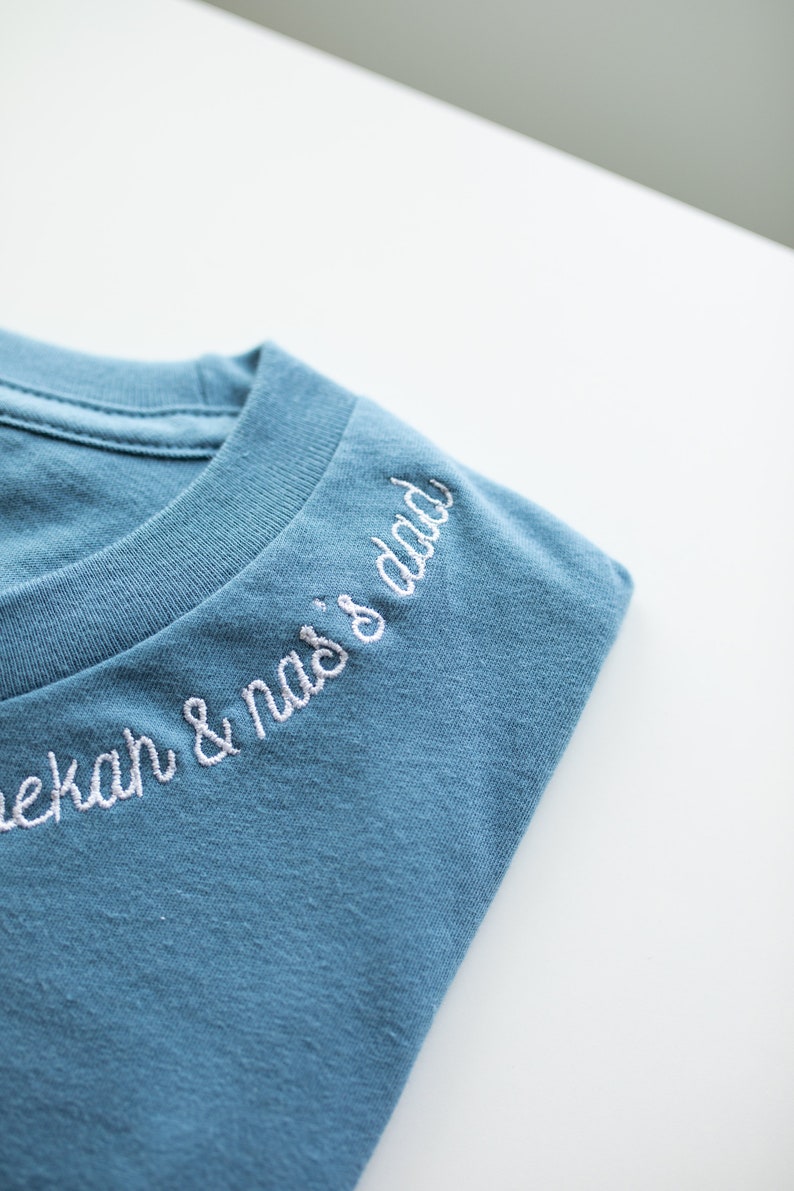 Custom Embroidered Dad Sweatshirt, Father's Day, Gifts for Dad, Father's Day Gifts, New Dad Gift, Dad Gift, Husband Gift, Gift For Him Steel Blue T-shirt