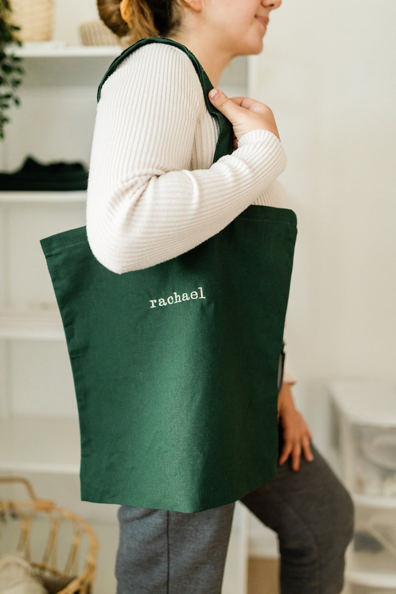 Custom Embroidered Tote Bag, Personalized Tote Bag, Embroidered Name Tote Bag, Embroidered Tote Bag, Custom Name Gift, Bridesmaid gift, Tote image 1