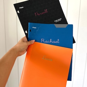 Cartelle ricamate per il ritorno a scuola, cartellette per il ritorno a scuola, organizzazione, regalo per l'insegnante, regalo per il ritorno a scuola immagine 1