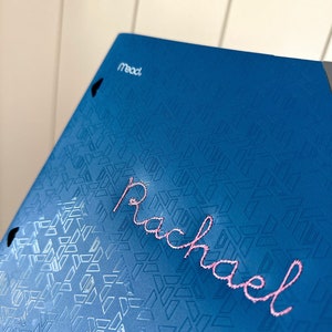 Cartelle ricamate per il ritorno a scuola, cartellette per il ritorno a scuola, organizzazione, regalo per l'insegnante, regalo per il ritorno a scuola immagine 3