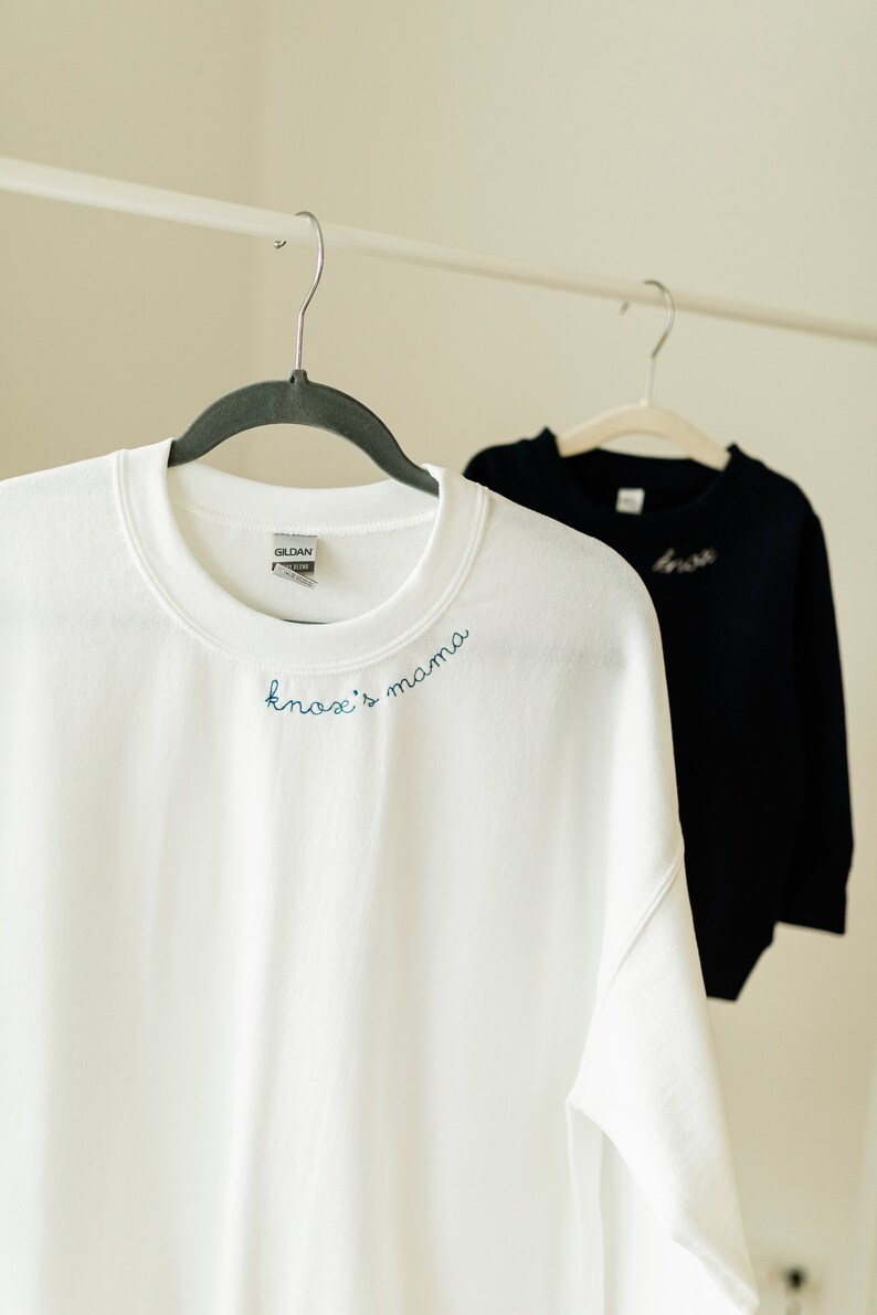 Custom Embroidered Mama Sweatshirt Custom Name Sweatshirt White