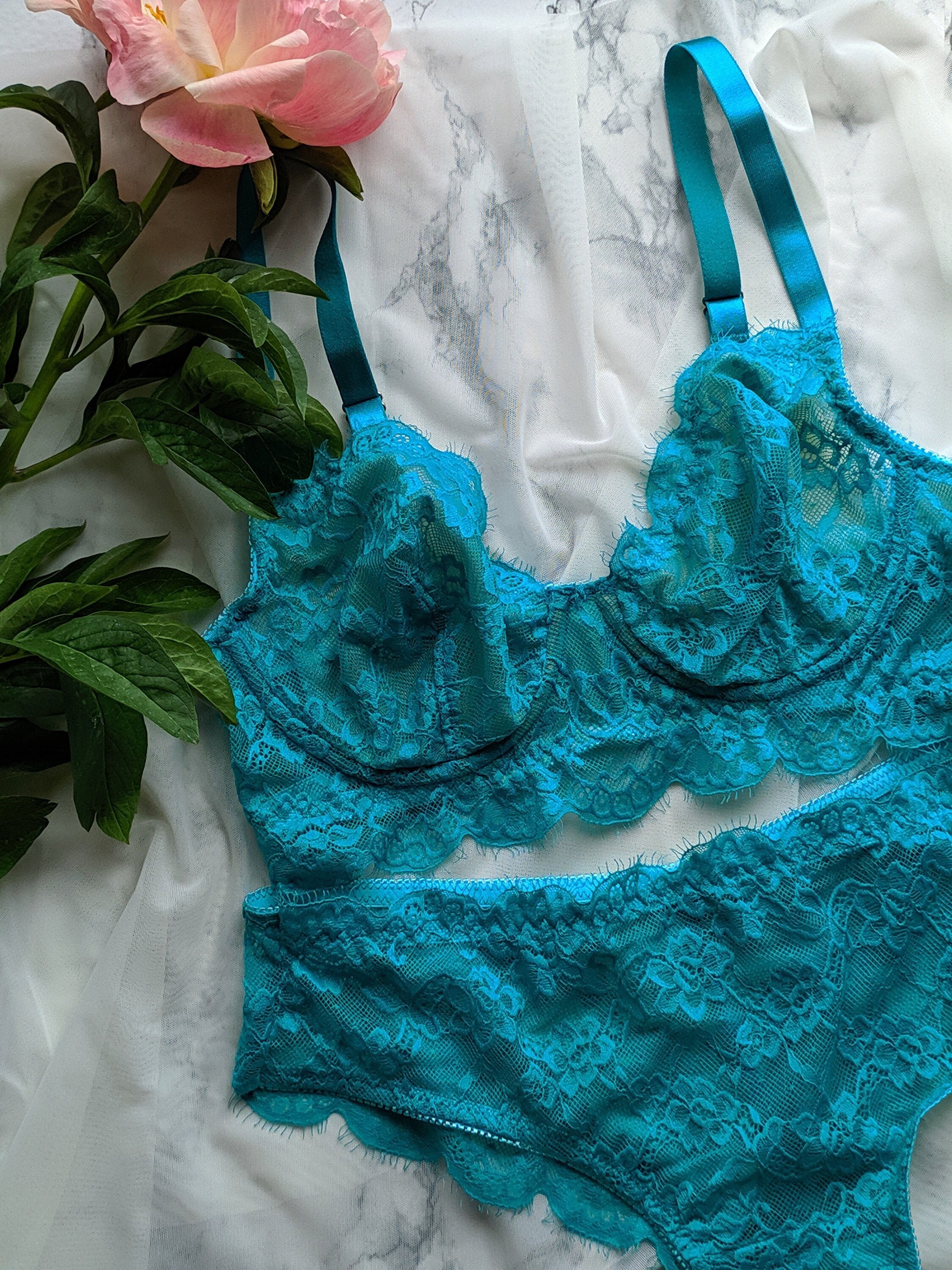 Dark turquoise lingerie set sexy lingerie lingerie setLace | Etsy