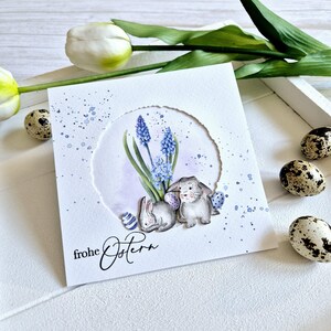Osterkarte handgemacht und handaquarelliert, Klappkarte mit Umschlag