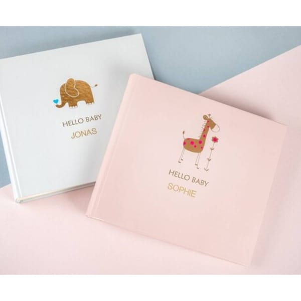 Babyalbum für die Geburt oder Taufe (NEU & limitiert: Taufalbum zum Kennenlernpreis) - personalisiert mit Goldprägung