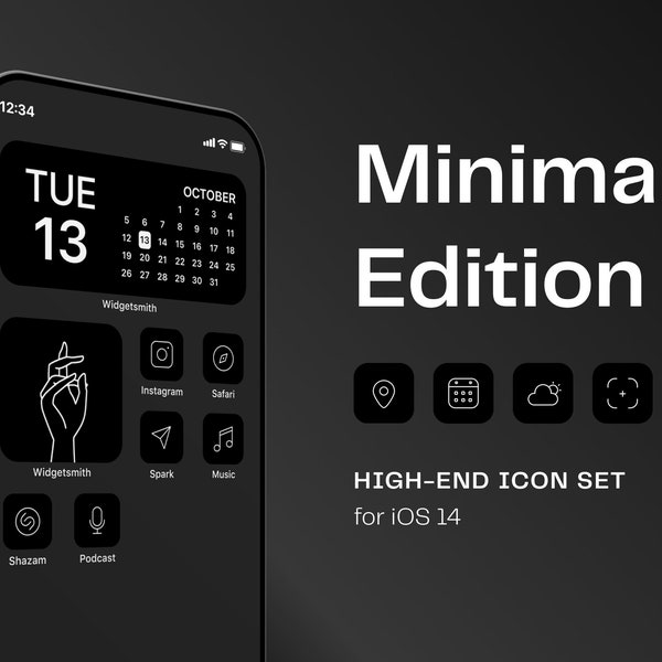 High-end Black & White Icon Set for iOS 14 | Free updates