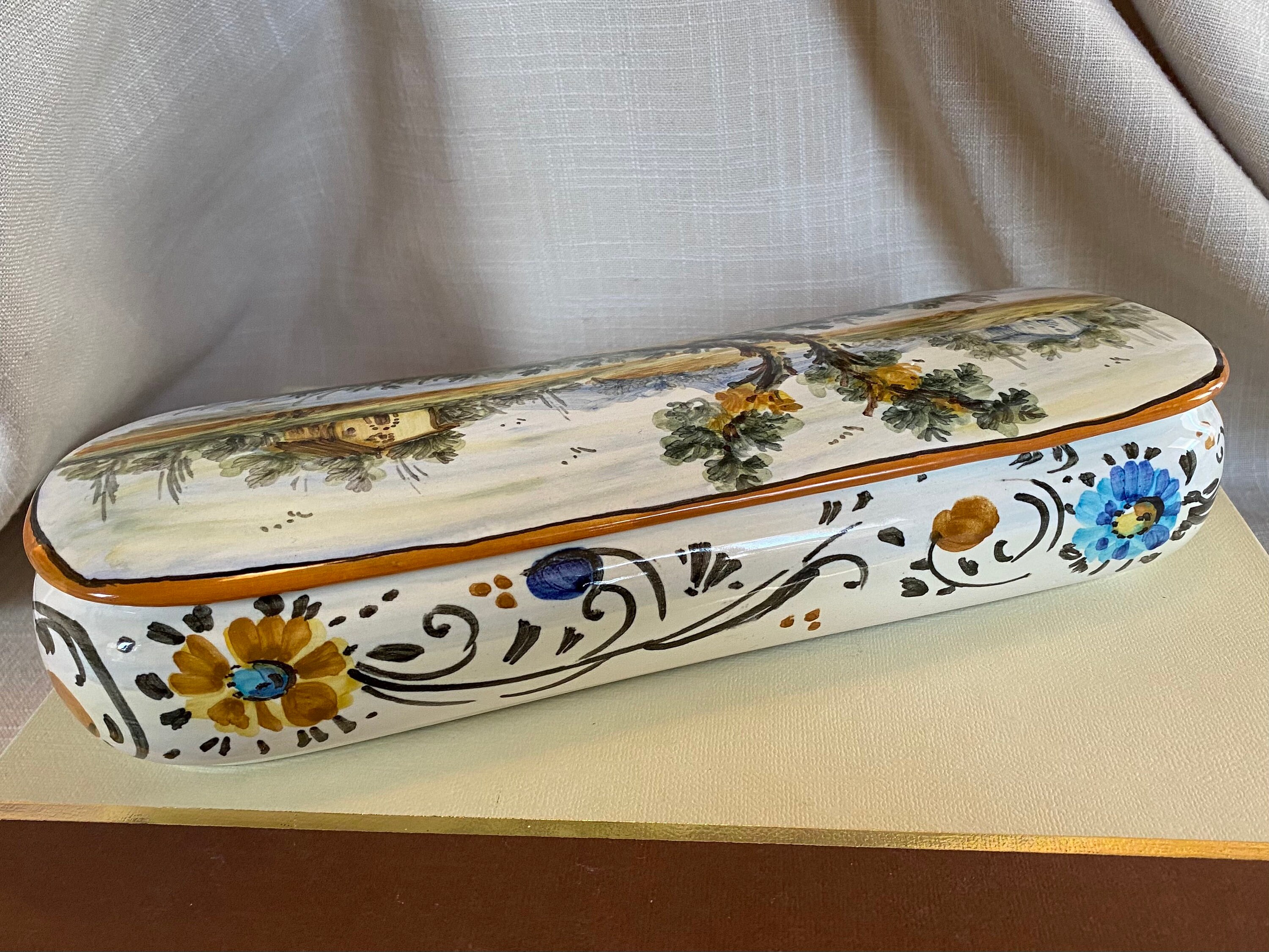 Hand painted ceramic trinket box Etsy
