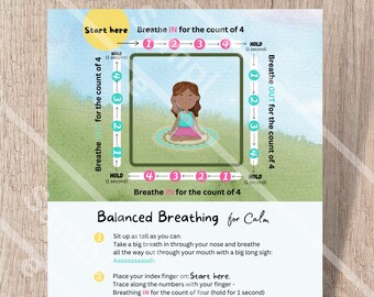 Mindfulness Breathing Exercises Activities for kids, Breathing cards, box breathing, Calming Strategies, Psychology tools, Anxiety relief