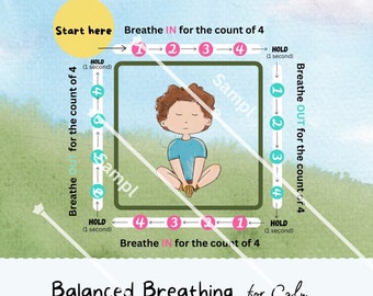 Mindfulness Breathing Exercises Activities for kids, Breathing cards, box breathing, Calming Strategies, Psychology tools, Anxiety relief