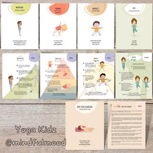 Kids Yoga Poster, Visual Guide Yoga, Calm activities, Kids mindfulness, Yoga Poses, Sun Salutations, Yoga Cards, Yoga for Children