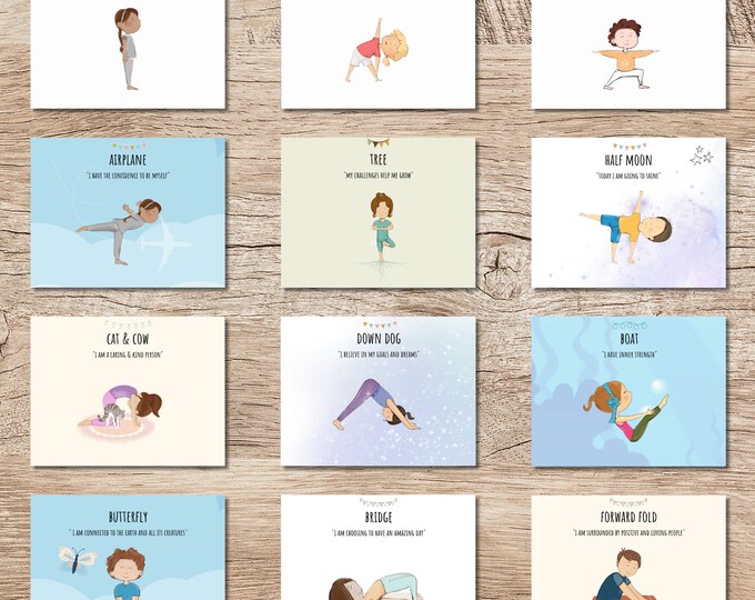 PRINTED Kids Yoga Cards, Yoga Flashcards, Calm Down Activity, Kids ...