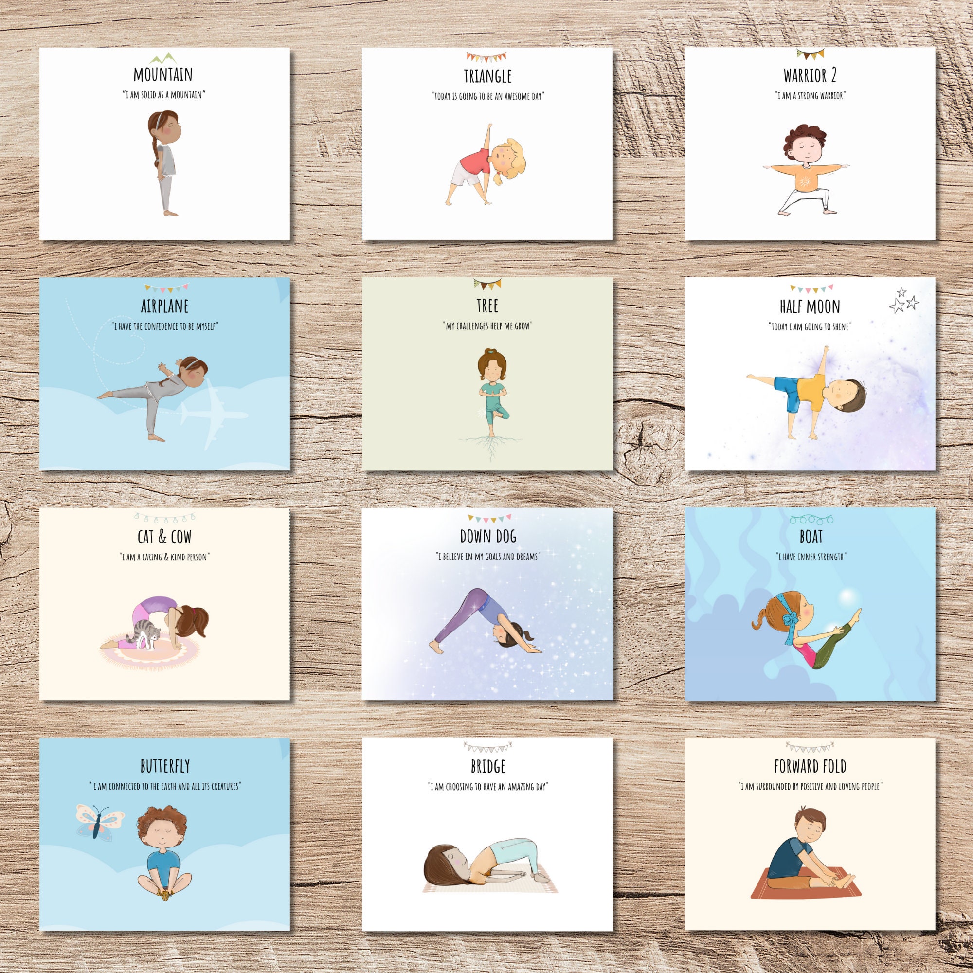 Over 40 Kids Yoga Cards, Yoga & Mindfulness in School, Calm Cards