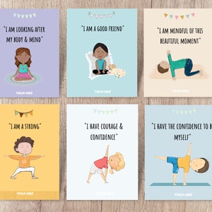 20 Yoga Positivity Cards Kids, Self Esteem, mindfulness cards, Positive affirmations, Flashcards, Yoga Cards, Yoga for Children, Cards