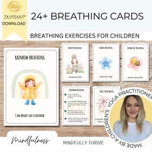 Tarjetas de respiración consciente para niños, tarjetas imprimibles para calmarse, alivio de la ansiedad, autorregulación, actividad de aprendizaje socioemocional (SEL), atención plena para niños