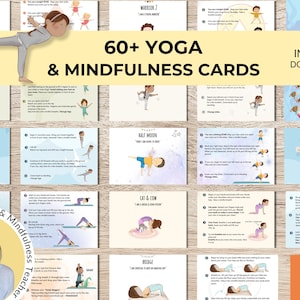 Schede didattiche stampabili per yoga e consapevolezza per bambini, posizioni yoga per bambini, strumenti per la calma, risorse per l'apprendimento sessualmente attivo (SEL), strumento per la classe e la terapia, yoga karten
