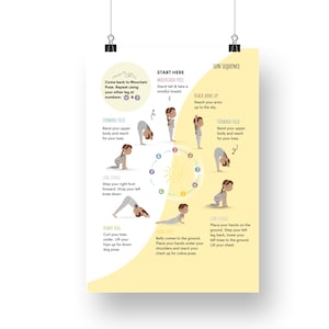 Poster del Saluto al Sole Yoga, Stampa Digitale, Stampa Artistica Yoga, Poster delle Posizioni Yoga, Regalo Yoga per Bambini, Poster Yoga, Biglietti Yoga per Bambini, Posizioni Yoga