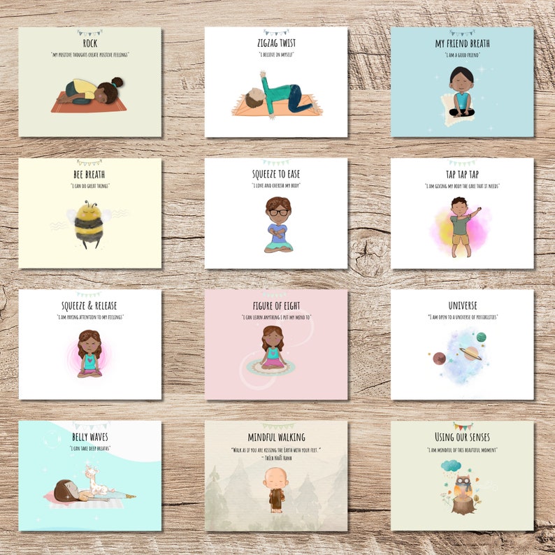 Over 40 Kids Yoga Cards, Yoga & Mindfulness in school, Calm cards, Kids mindfulness, Yoga Poses, Flashcards, Yoga Cards, Yoga for Children image 2