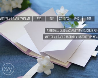 Waterfall card / Mini Scrapbook / DIY Card / Digital Template and Assembly Instruction / SVG