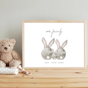 Our Family Personalised Bunny Print | Family Name Print | Family Gift | New Home Gift | Our Home | Family Tree | Watercolour