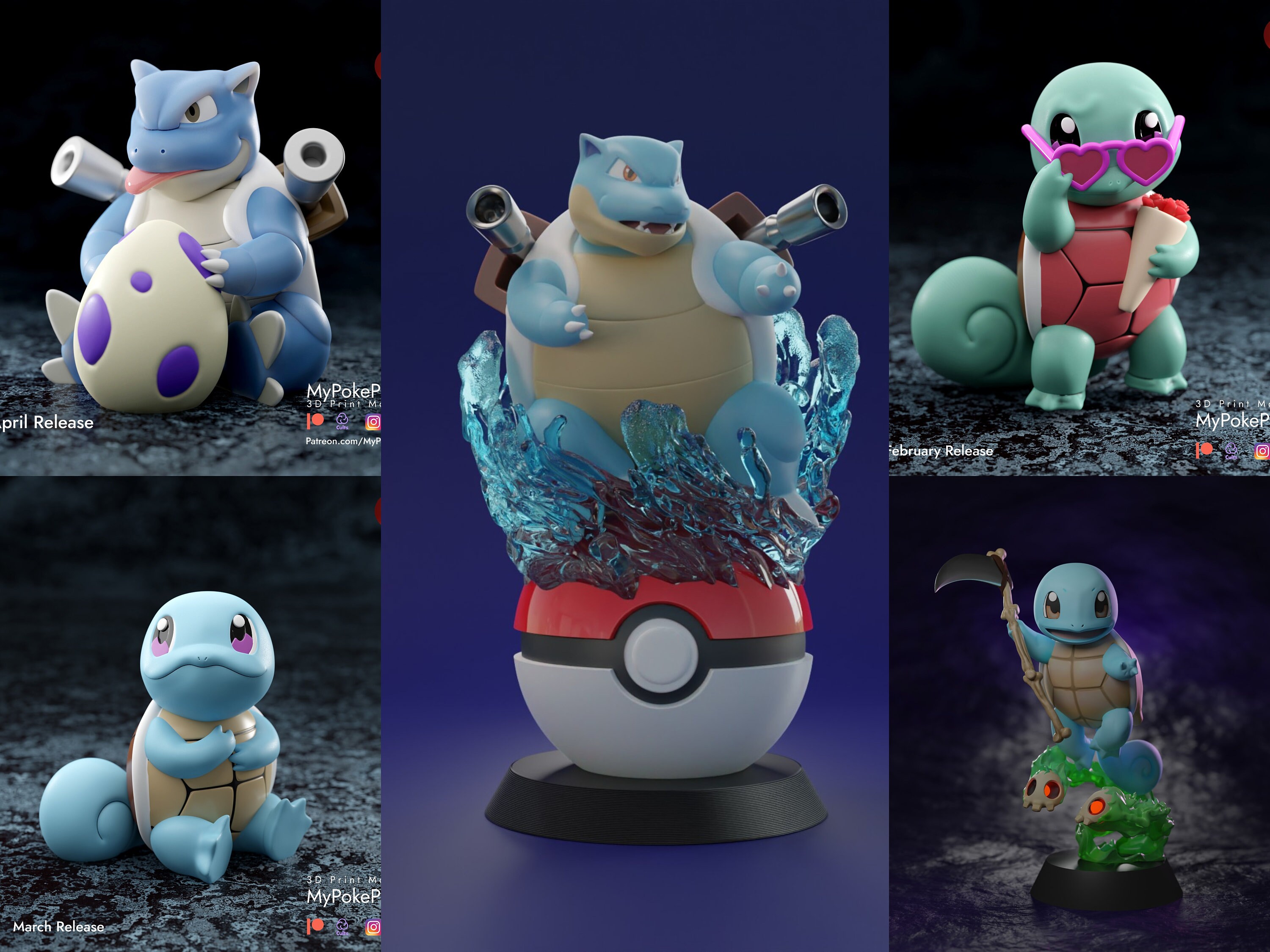 Figurine Pokémon Evolution Mewtwo, Dracaufeu, Dragonite, Blastoise