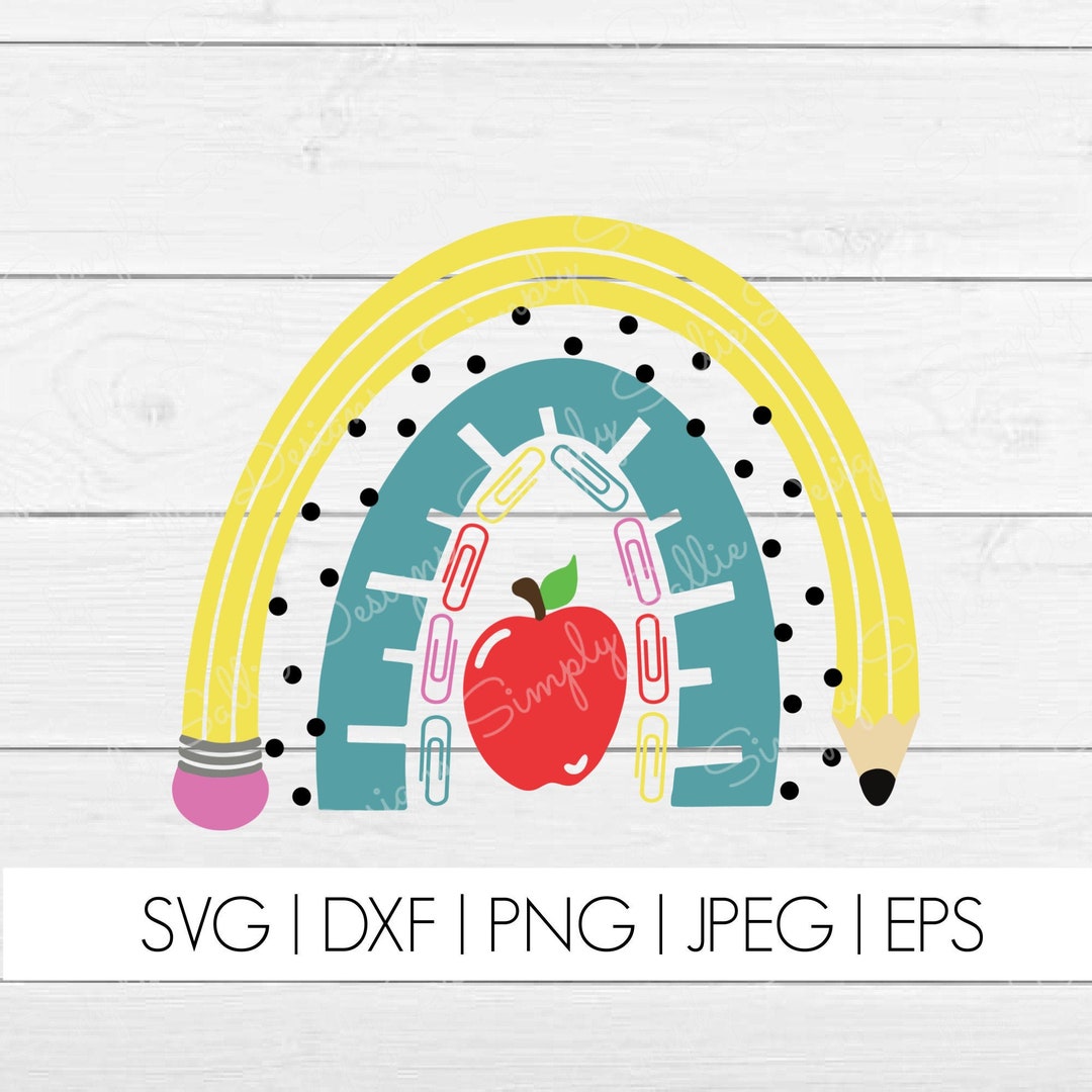 Boho Teacher Rainbow SVG File Rainbow DXF SVG File Silhouette Cut File ...