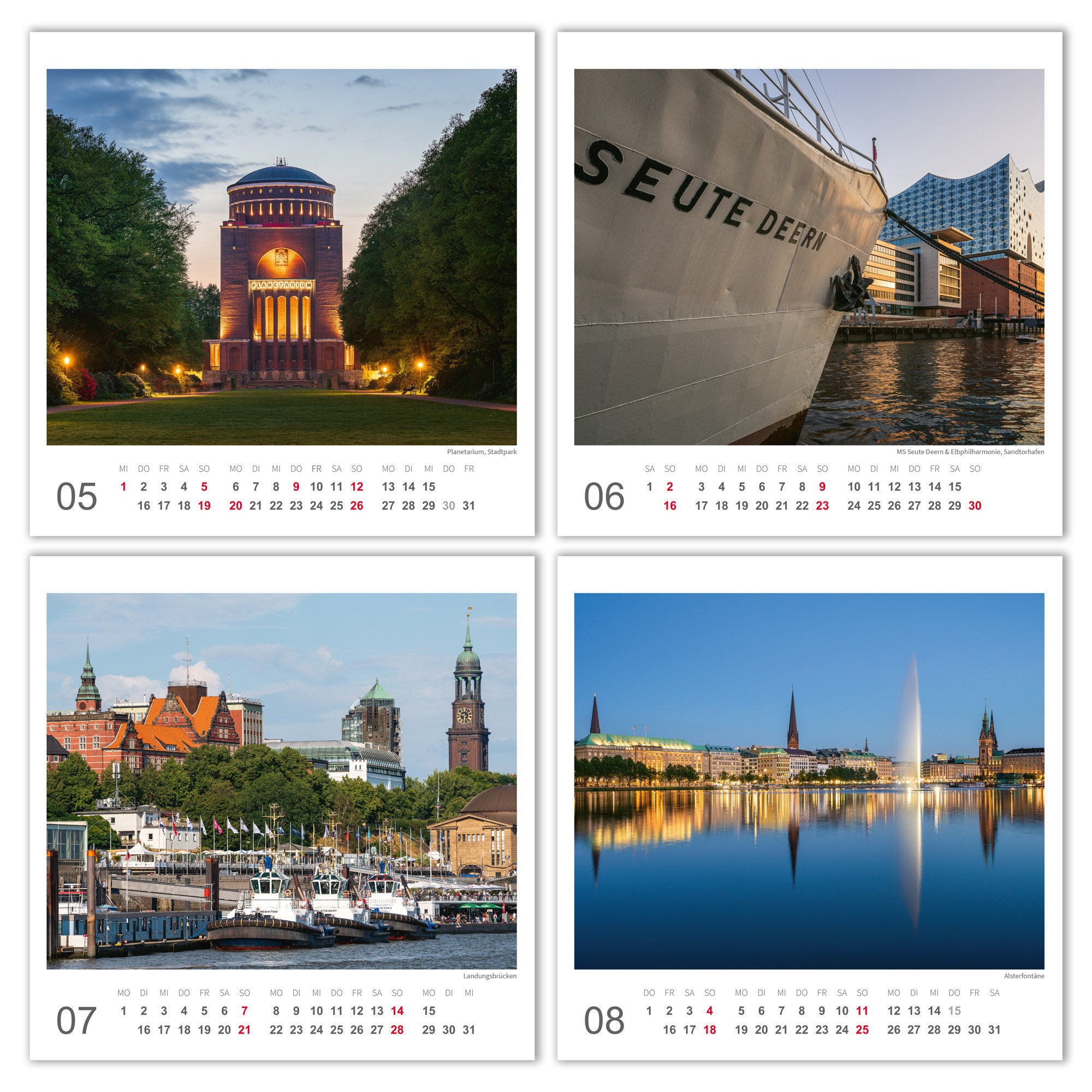 Hamburg Desk Calendar 2024 Calendar With Foldable Support. Etsy