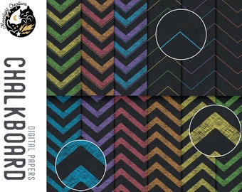 Bright chevron papers, digital papers set, chalkboard chevrons scrapbook paper, geometric paper, digital paper school