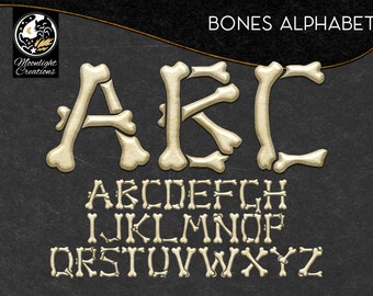 Halloween Alphabet PNG, Halloween Bones, Bones PNG, Halloween Letters, Halloween Scrapbook, Printable Alpha, Instant Download, CU Ok