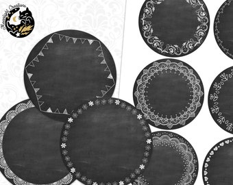 ronde leisteen labels, afdrukbare leisteen clipart, PNG schoolborden, vintage digitale leien, school clipart,