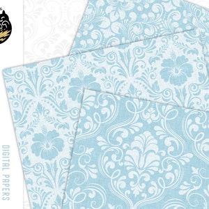 Linen Digital Paper, Blue Linen Digital Paper, Damask Digital Paper, Wedding Digital Paper, Linen Scrapbook Paper,  Burlap Textures