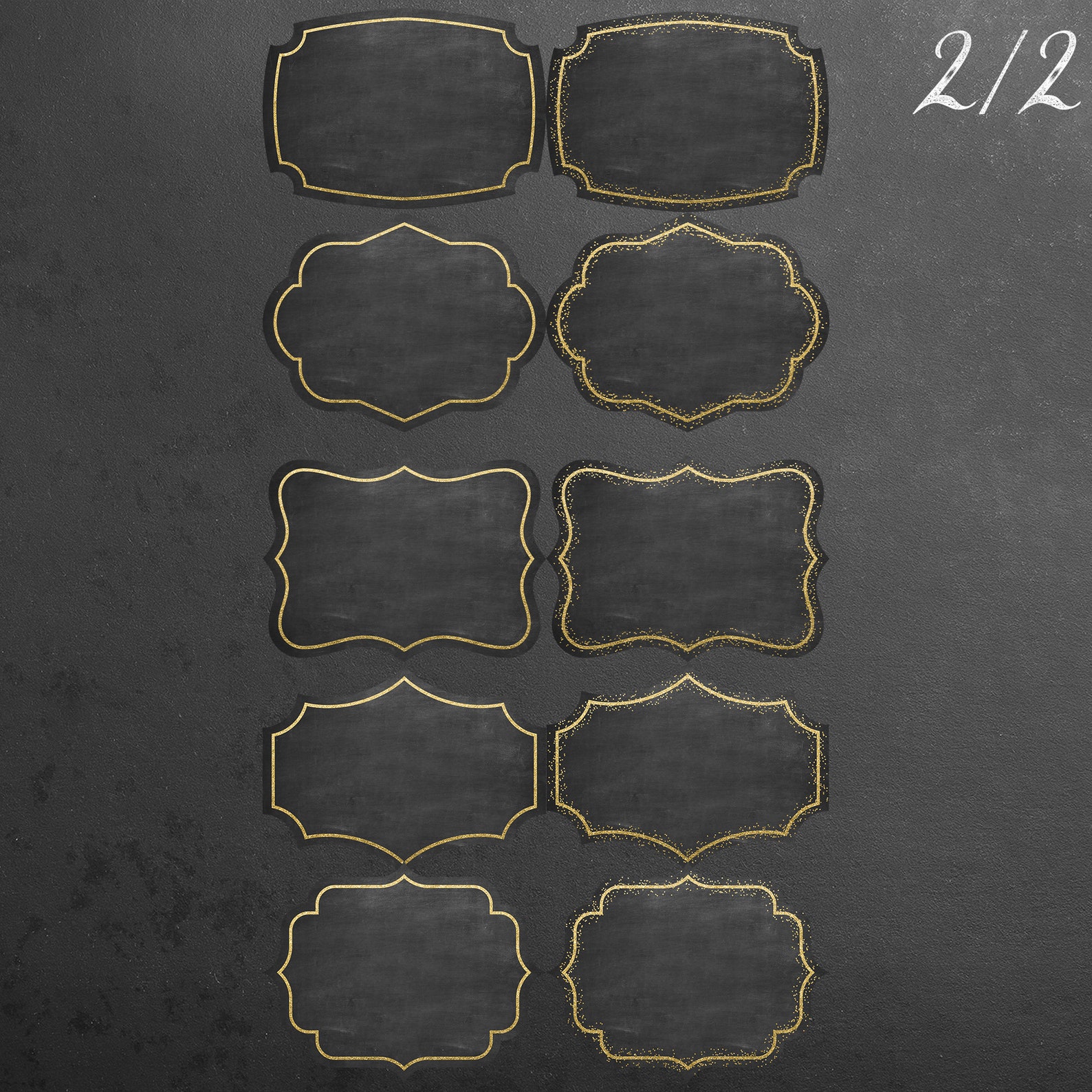 Chalkboard Gold Frames Clipart Gold Foil Frames, Digital Graphics PNG