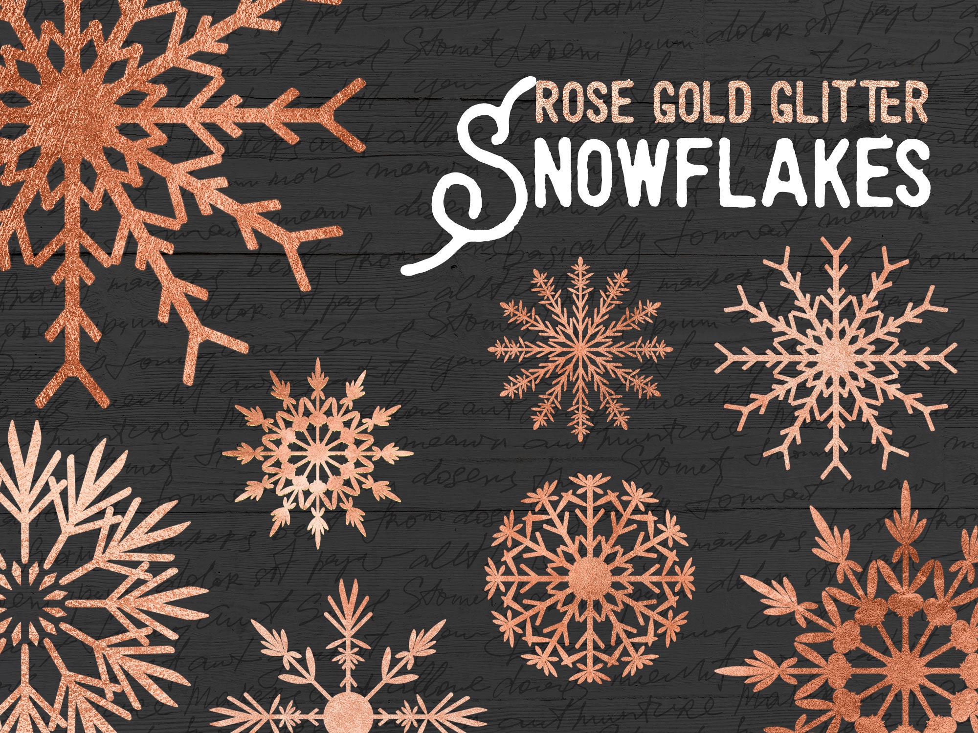 Rose Gold Snowflakes Clipart, Gold Glitter, Gold Foil, Pink Gold ...