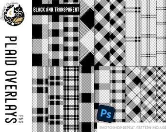 Black and Transparent Plaid Overlays, Seamless Plaid PNG, Gingham Overlay, Buffalo Background PNG, Plaid Template, Tartan Texture, CU oK