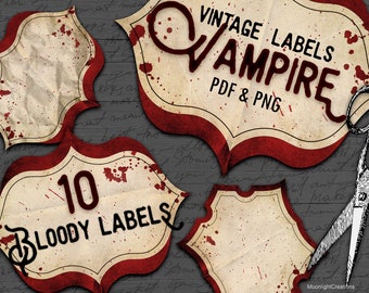 Apothecary labels with blood splatter, printable labels, halloween labels, blood labels for Halloween crafts