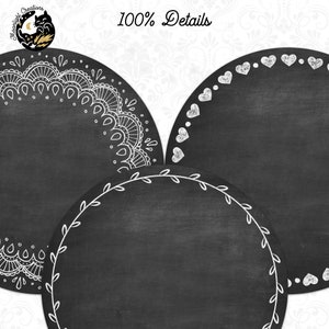 Printable Chalkboard Labels, Round Chalkboard Tags, Chalkboard Clipart, Chalkboard PNG, Chalkboard Tags, Chalkboard Circle Label image 5