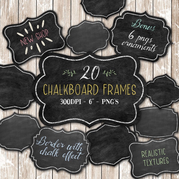 Chalkboard Clipart, Chalkboard Labels, Chalkboard Frames, Chalkboard PNG, Chalkboard Tags, Digital Chalkboard, Chalkboard Design