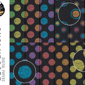 Papiers numériques avec pois, papier numérique avec craie colorée, papier numérique scrapbooking, back to school clipart, pattern avec pois