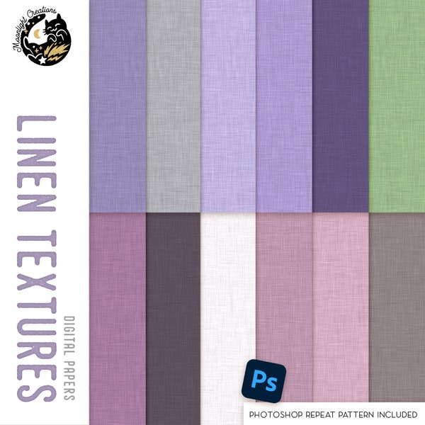 Lavender Linen Digital Paper, Seamless Textures with Photoshop Patterns, linen scrapbook paper, linen burlap textures, commercial use