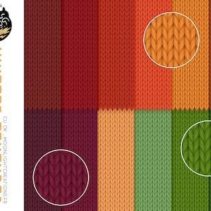 Papiers numériques tricotés aux couleurs automnales, papiers de scrapbooking imprimables, motif de tricot numérique, usage commercial
