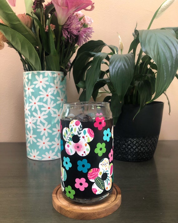 Reusable Daisy Flower Cold Coffee Clear Cup W/ Lid & Straw, Cute Colorful  Floral Travel Cup, Iced Coffee To-go Cup, Sustainable Gift 