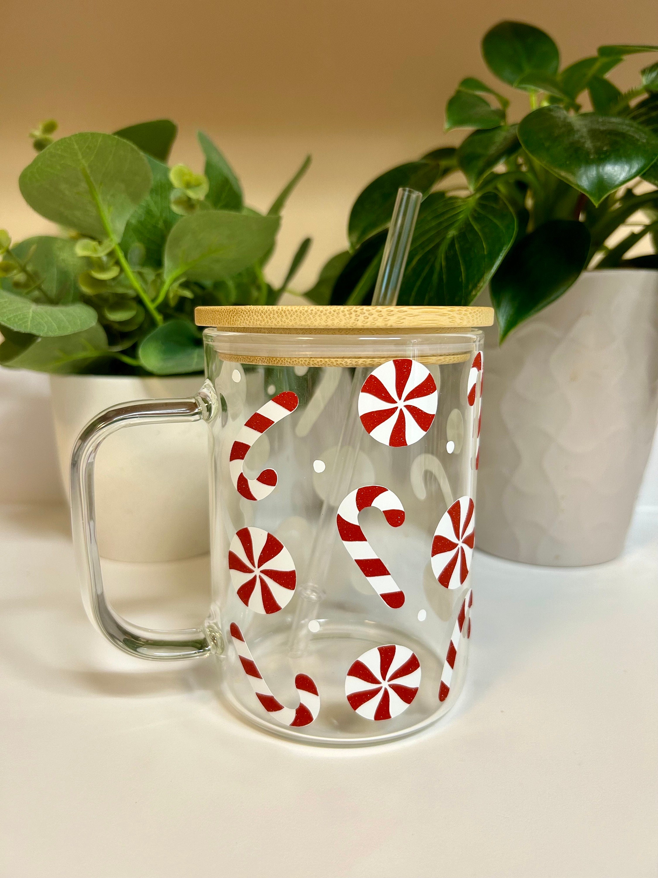 Sparkly Candy Cane Christmas Mug, Christmas Coffee Cup, Xmas Cup, Winter Mug, Holiday Tumbler, Festive Cup, Secret Santa Cup, Peppermint Cup