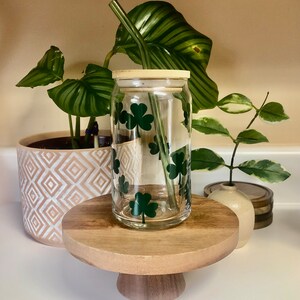 Shamrock Glass, Clover Beer Can Glass, St. Patrick&#39;s Day Glass, St. Patty&#39;s Day Gift, Lucky Charm Glass, Irish Cup, Clover Cup