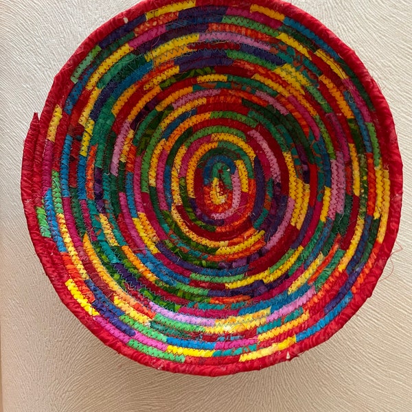 Rainbow coiled Batik basket