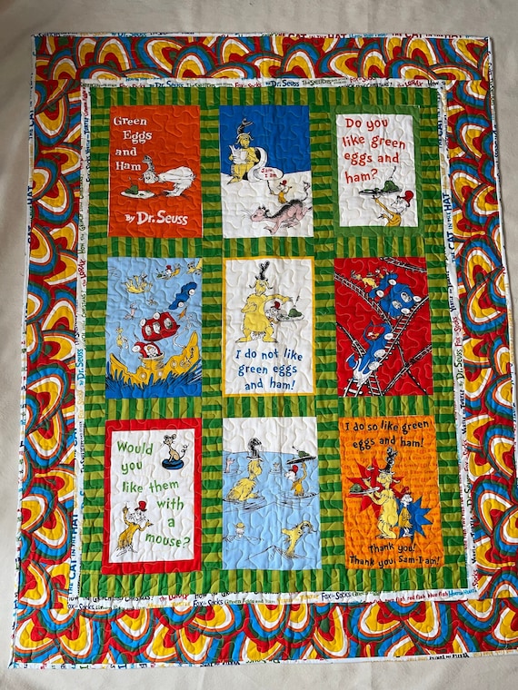 Whimsical Fun Gender Neutral Dr. Seuss Quilt for babies or toddlers