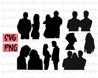 Damon/Elena/Stefan Silhouette Bundle (8 separate images) SVG & PNG files