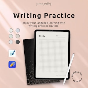 Page de pratique d&#39;essai d&#39;écriture en 6 couleurs pour étudiant polyglotte - Idéal pour iPad/PDF imprimable, planificateur d&#39;une page pour l&#39;apprentissage des langues esthétiques
