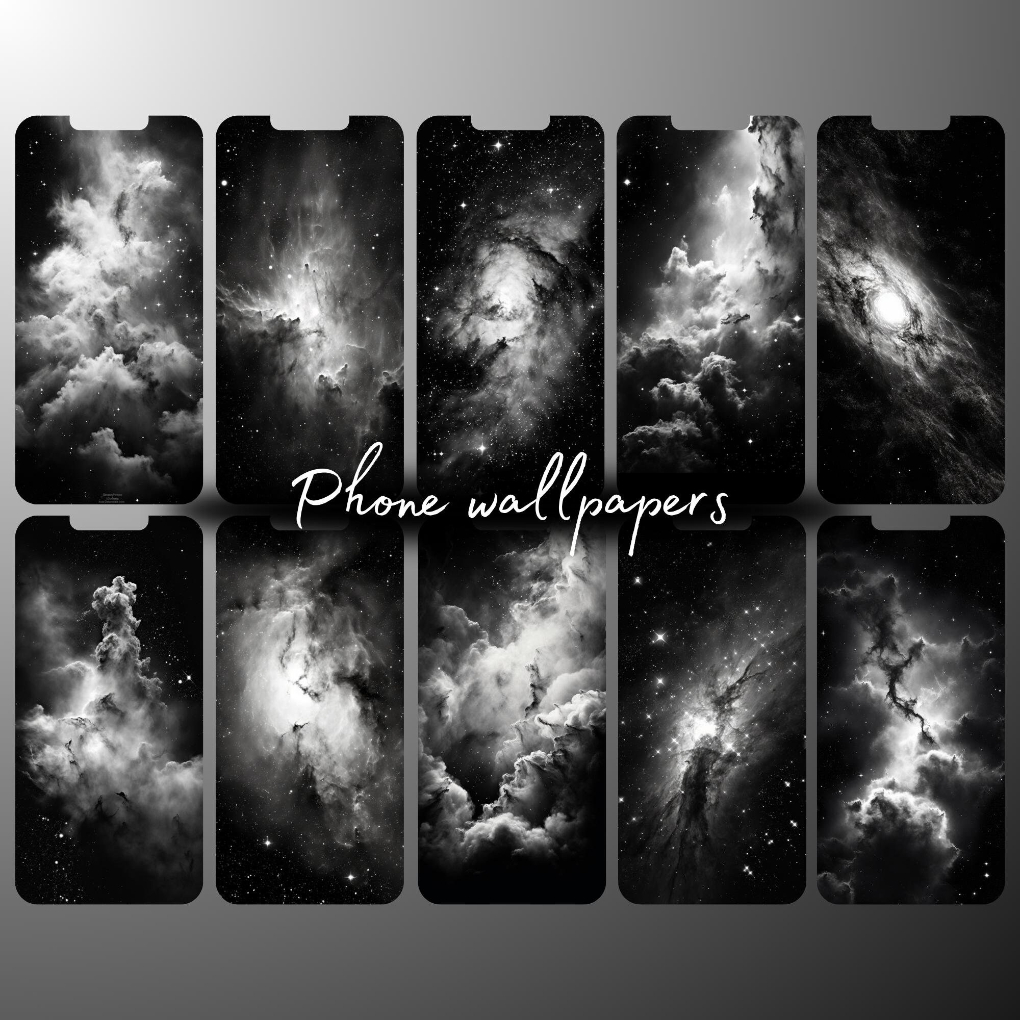 Black White Nebula | 31 Aesthetic Minimalistic Phone Wallpapers Bundle |  Digital Download PNG and JPEG - Etsy, image size:2000x2000