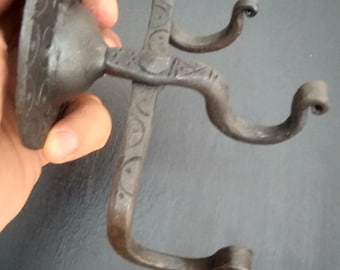 Blacksmith Wrought Iron Hook Fire Forged Coat Hooks  Handmade Metal  Wall Hooks Key Holders.